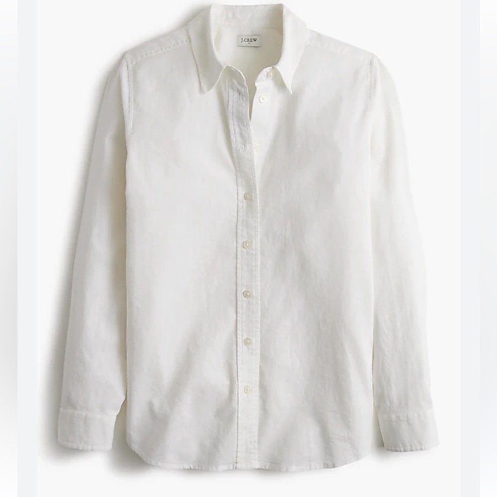 NWT JCrew White Linen Botton Blend Button Down Shirt l L l Sold Out